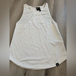 Adidas White Mesh Racerback Tank Top size S